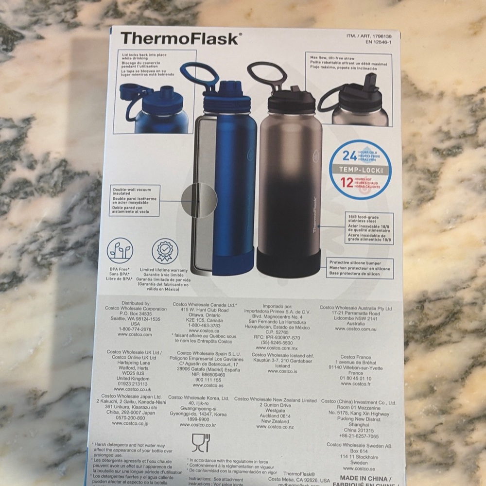ThermoFlask Stainless Steel Water Bottle Set - Blue and Black - Picture 10 of 14